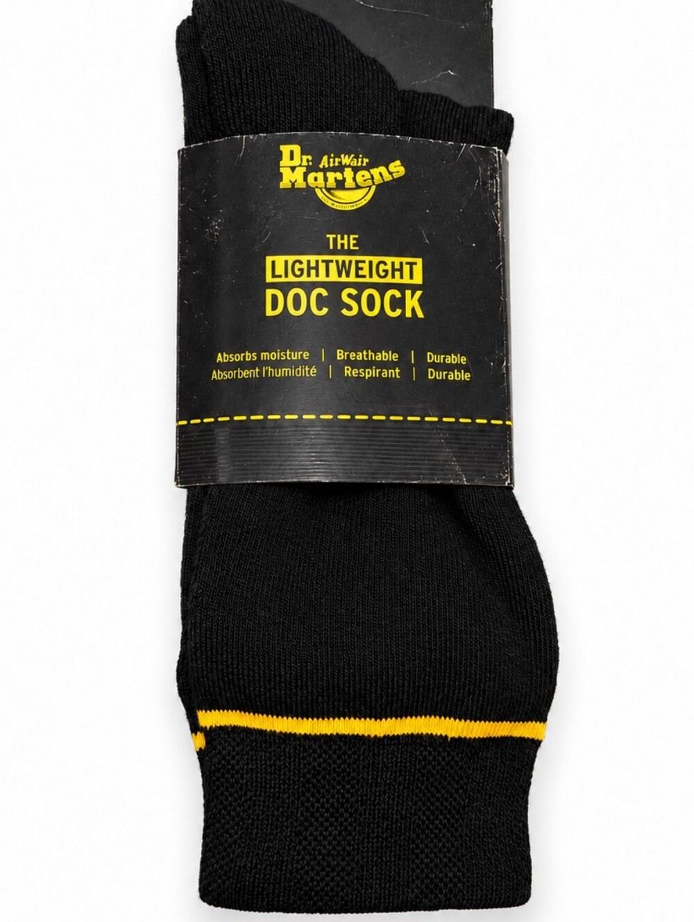 DR. MARTENS LIGHTWEIGHT DOC SOCK BLACK YELLOW S/M NWT